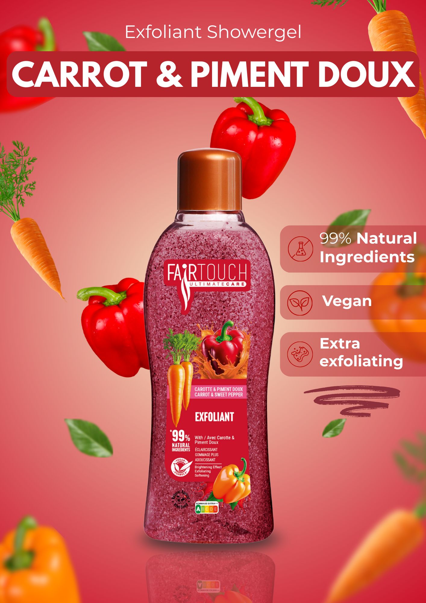 FairTouch Exfoliant Shower gel Carrot & Piment Doux 1L